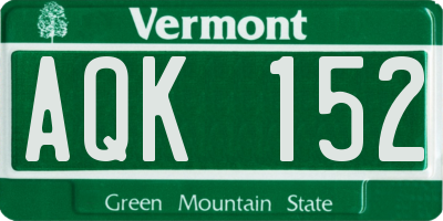 VT license plate AQK152
