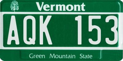VT license plate AQK153