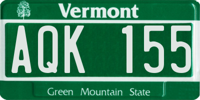 VT license plate AQK155