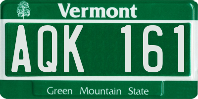 VT license plate AQK161