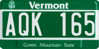 VT license plate AQK165