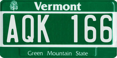 VT license plate AQK166