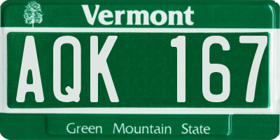 VT license plate AQK167