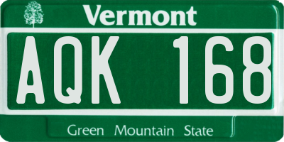VT license plate AQK168