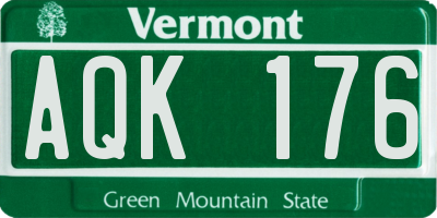 VT license plate AQK176