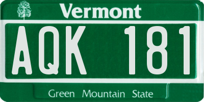 VT license plate AQK181