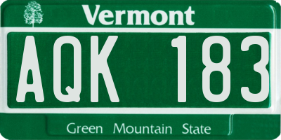 VT license plate AQK183
