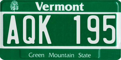 VT license plate AQK195