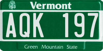 VT license plate AQK197