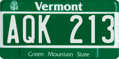 VT license plate AQK213