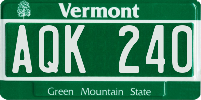 VT license plate AQK240