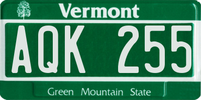 VT license plate AQK255