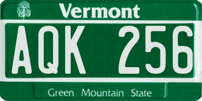 VT license plate AQK256