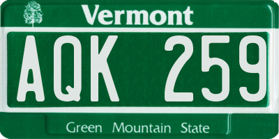 VT license plate AQK259
