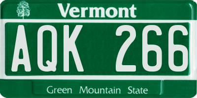 VT license plate AQK266