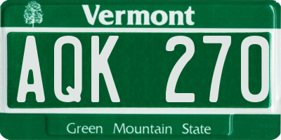 VT license plate AQK270