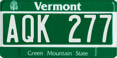 VT license plate AQK277