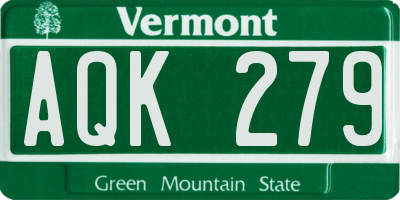 VT license plate AQK279