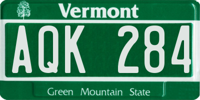 VT license plate AQK284