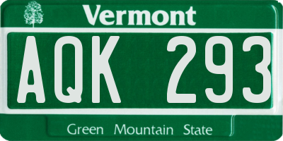 VT license plate AQK293