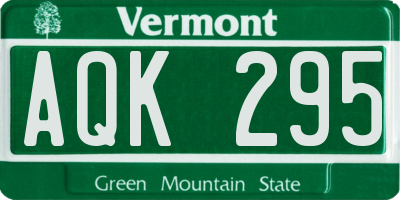 VT license plate AQK295