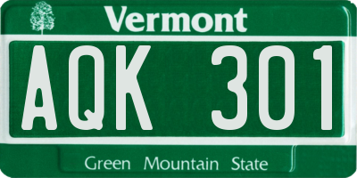 VT license plate AQK301