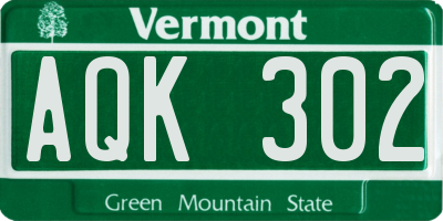 VT license plate AQK302