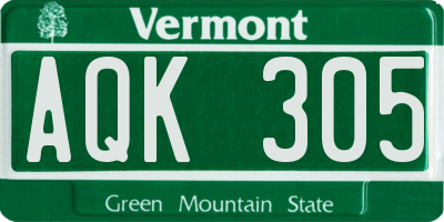 VT license plate AQK305