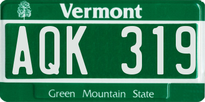 VT license plate AQK319