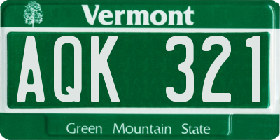 VT license plate AQK321