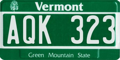 VT license plate AQK323