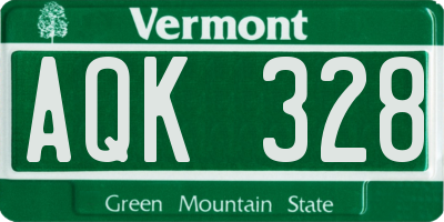 VT license plate AQK328
