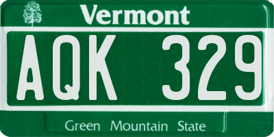 VT license plate AQK329