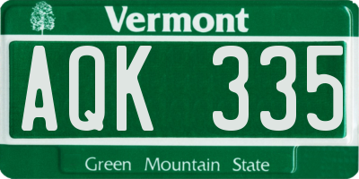 VT license plate AQK335