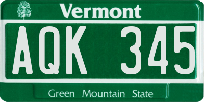 VT license plate AQK345