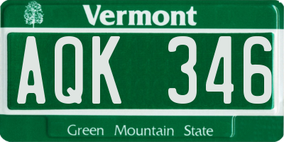 VT license plate AQK346