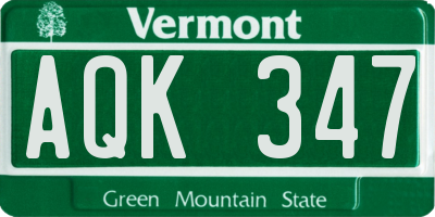 VT license plate AQK347