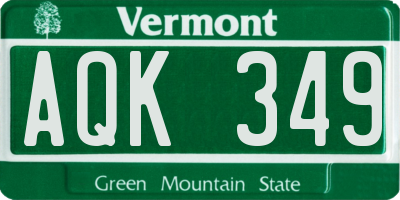 VT license plate AQK349
