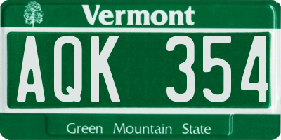 VT license plate AQK354