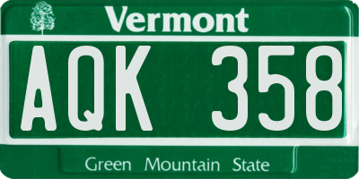 VT license plate AQK358