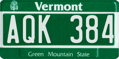 VT license plate AQK384
