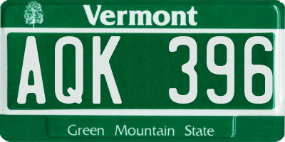 VT license plate AQK396