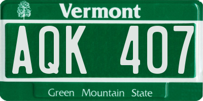 VT license plate AQK407