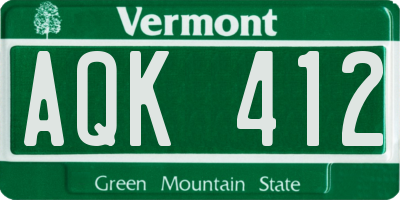 VT license plate AQK412