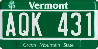 VT license plate AQK431