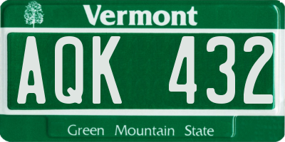 VT license plate AQK432