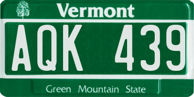 VT license plate AQK439