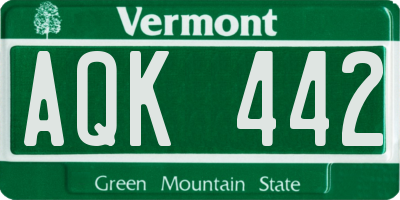VT license plate AQK442