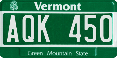 VT license plate AQK450