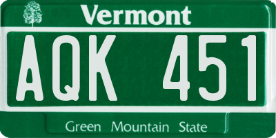 VT license plate AQK451